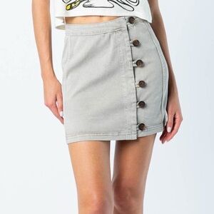 Gray Button-Front Women's Skirt